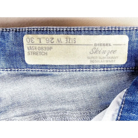 Diesel Size 26X27 Women's Skinzee Stretch Super Slim Skinny Regular Waist Jeans - Picture 5 of 13